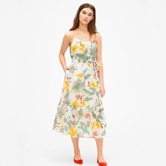 GAP Floral Print Linen Midi Dress NWT - Picture 1 of 10